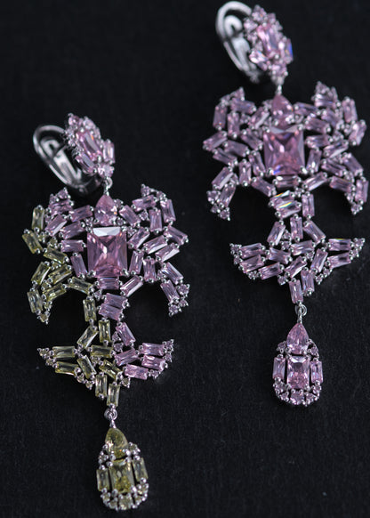 DRAGON HEART Earrings (Pink Ripped Green)