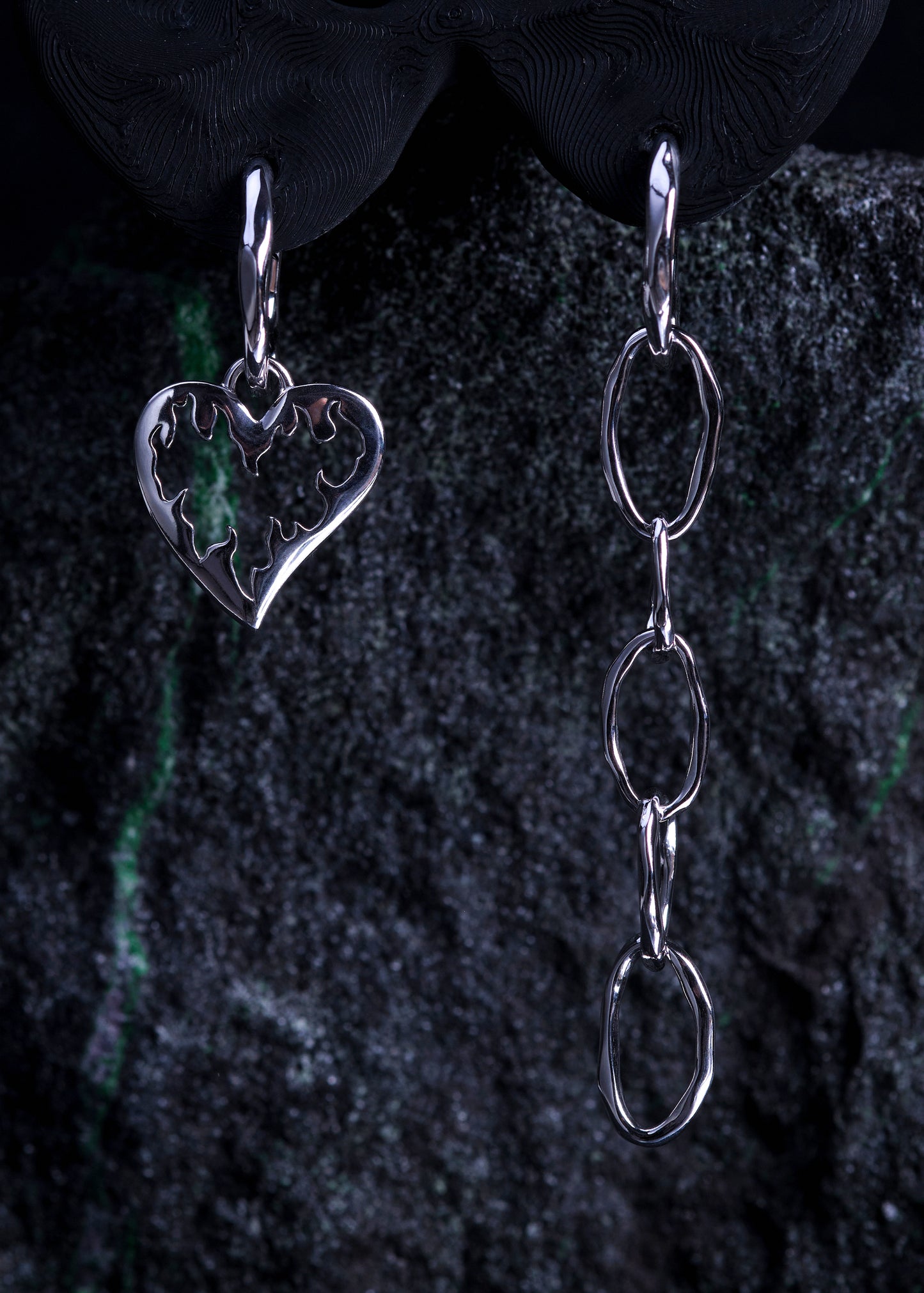 BASE Hoops + HEART ON FIRE Pendant + CHAIN Pendant