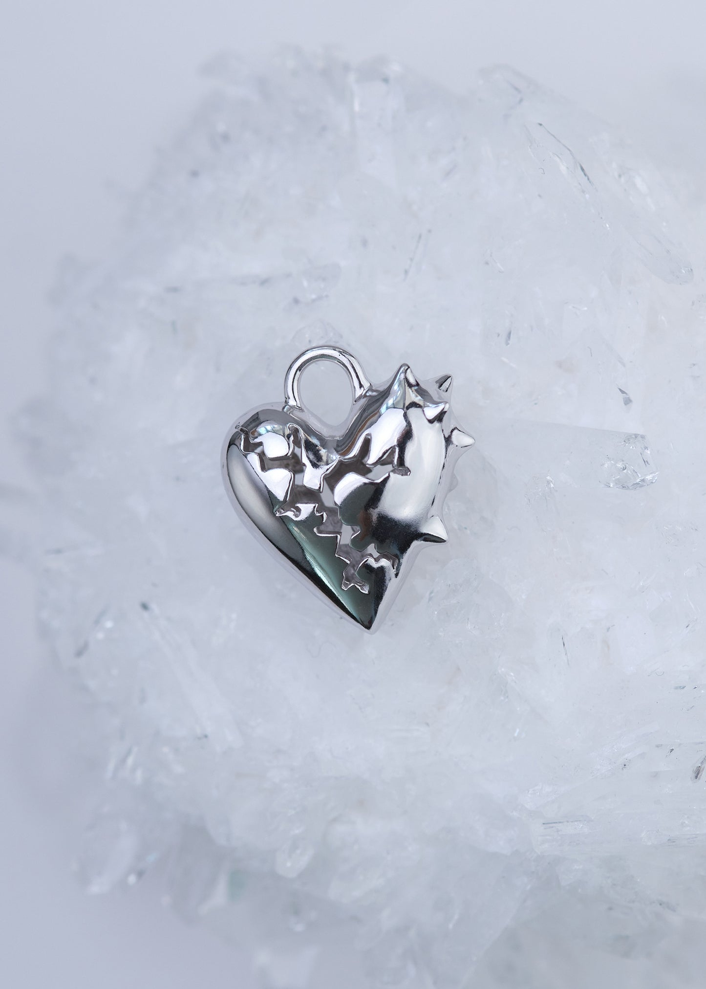 BASE Hoops + CRACKED HEART SPIKED Pendant + 3 SKULLS Pendant