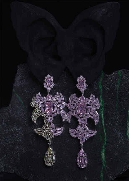 DRAGON HEART Earrings (Pink Ripped Green)